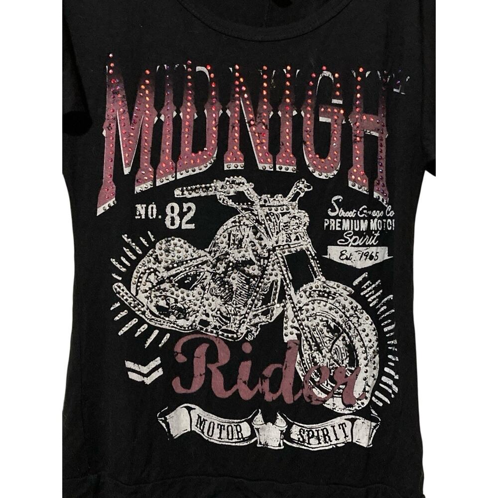 Liberty Wear Midnight Rider Bling Cut Sleeves Motor Spirit Women Top Medium